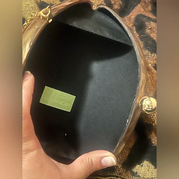 RAMLA Marrakech Gold/Brown Acrylic Marbled Acrylic Designer Clutch - Picture 10 of 16